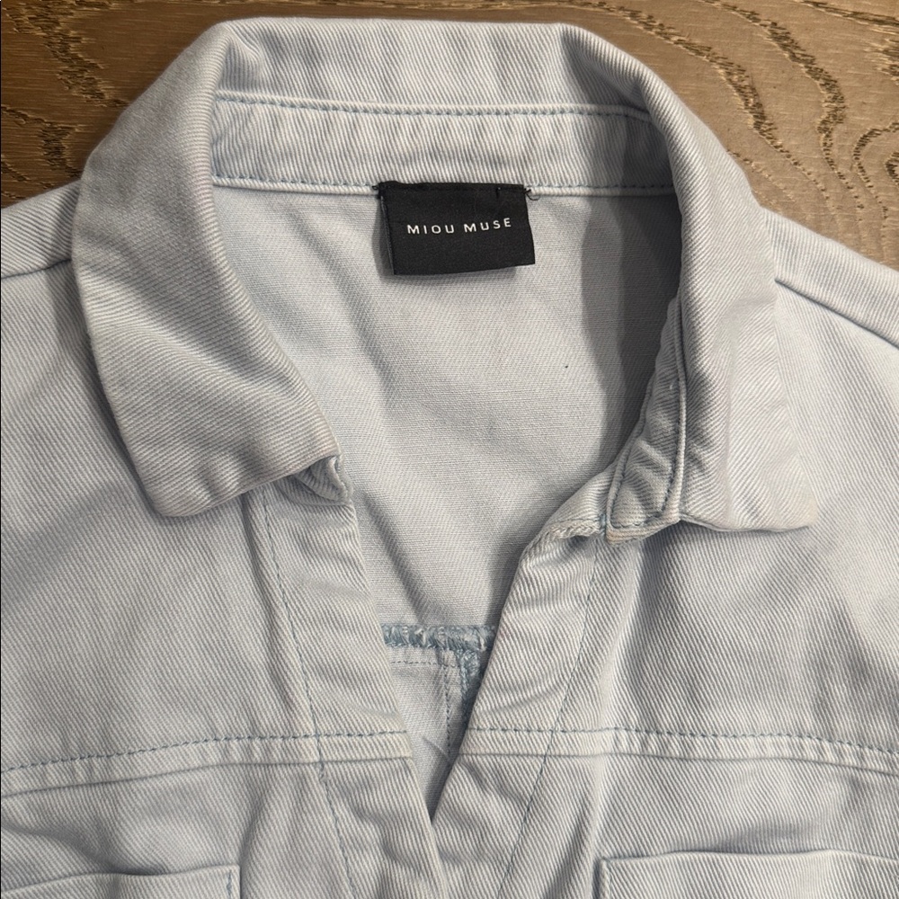 Miou Muse Light Blue Utility Romper Safari Style Elastic Waist Size S - Picture 3 of 7